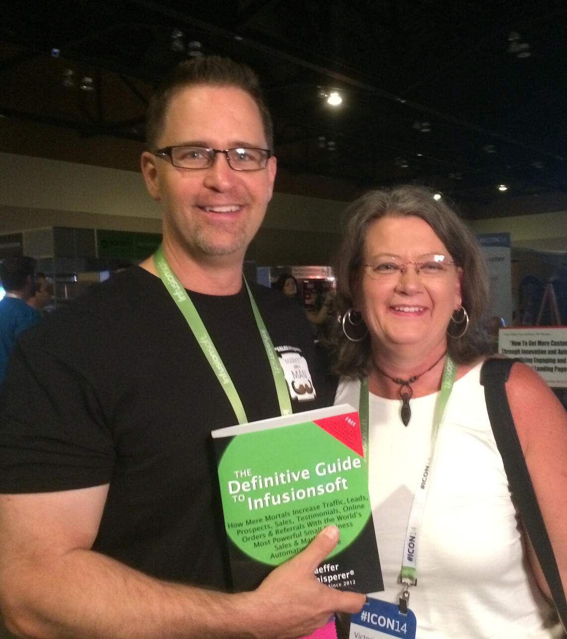 Wes Schaeffer, The Sales Whisperer®, with happy book customer at Infusionsoft ICON14.